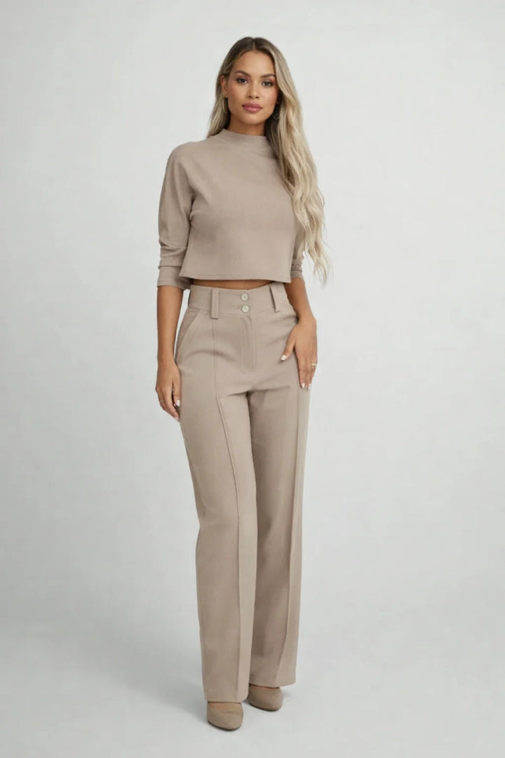 Co-ord Set Women - Crop Top Wide Leg Trousers | Elegant