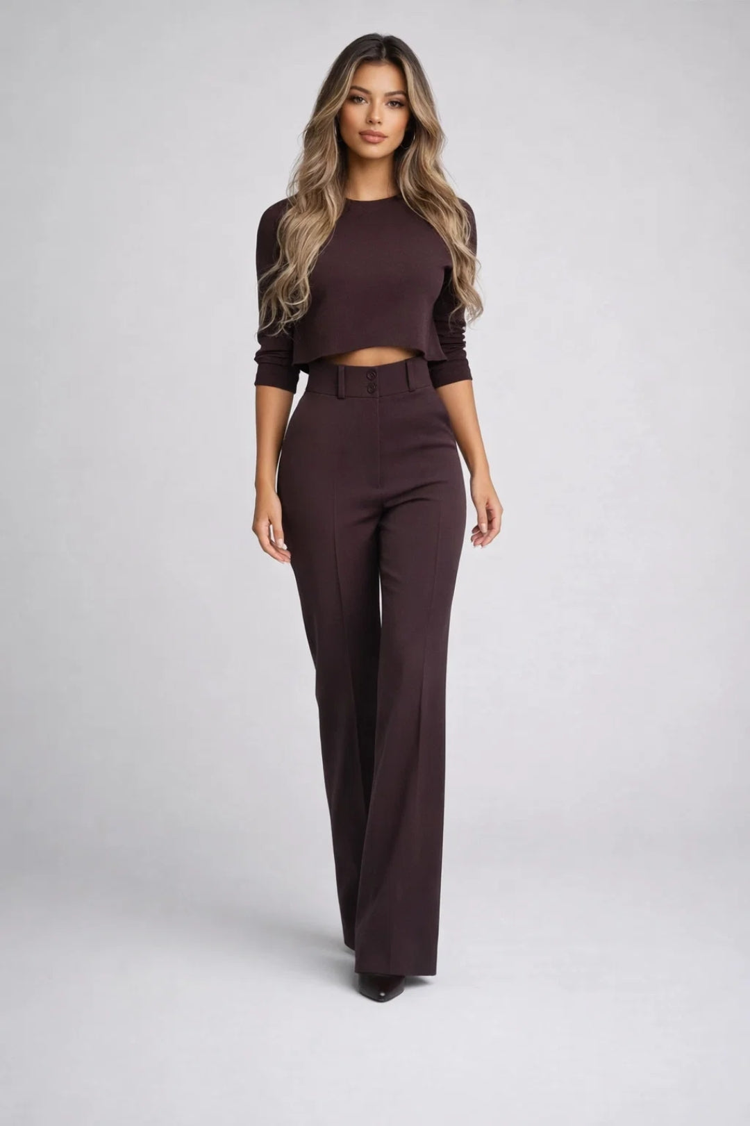 Co-ord Set Women - Crop Top Wide Leg Trousers | Elegant