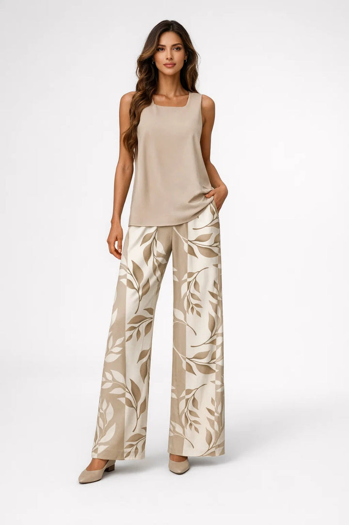 Wide Leg Trousers Women - Floral Print High Waist | Elegant