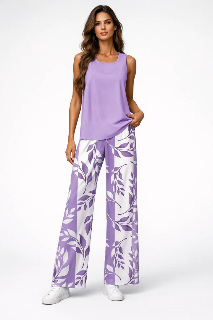 Wide Leg Trousers Women - Floral Print High Waist | Elegant