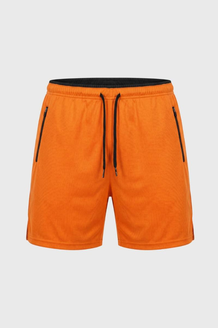 Athletic Shorts Men - Drawstring Zip Pockets | Casual Sport — Orange