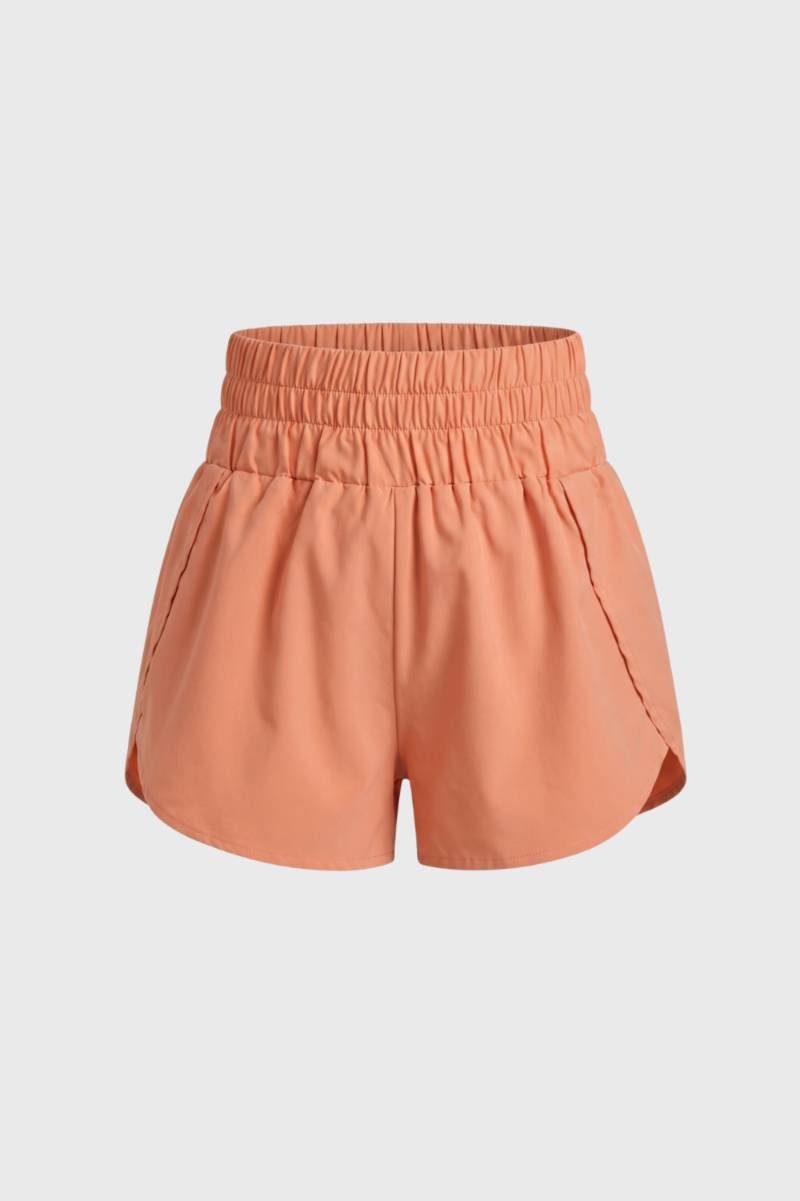 Athletic Shorts Women - High Waisted Curved Hem | Casual Sport — Coral