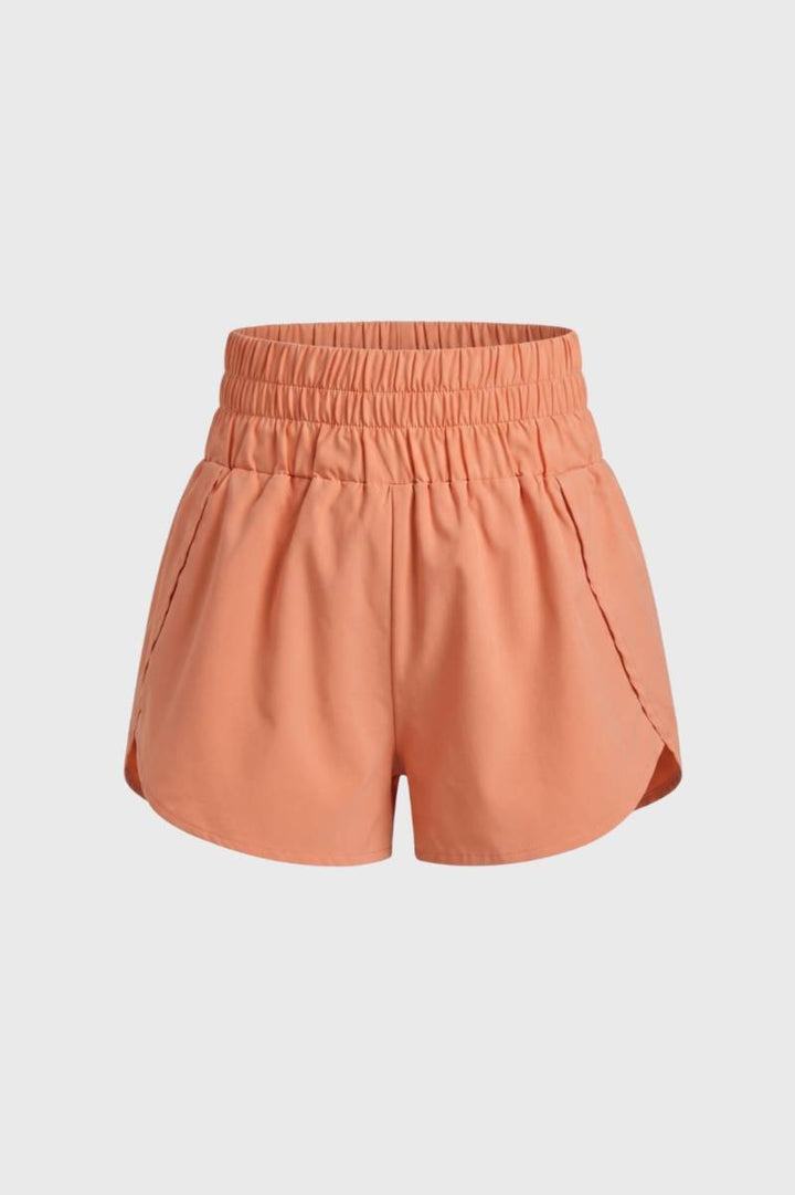 Athletic Shorts Women - High Waisted Curved Hem | Casual Sport — Coral
