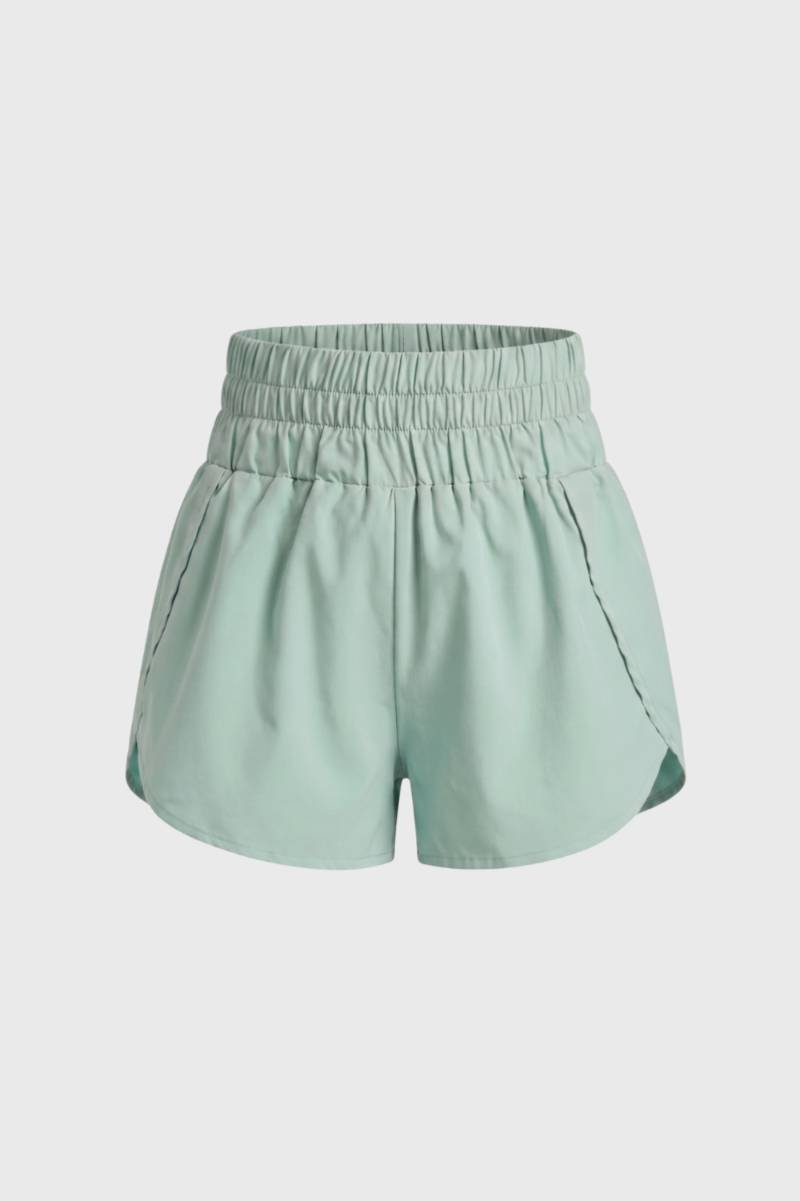 Athletic Shorts Women - High Waisted Curved Hem | Casual Sport — Sage