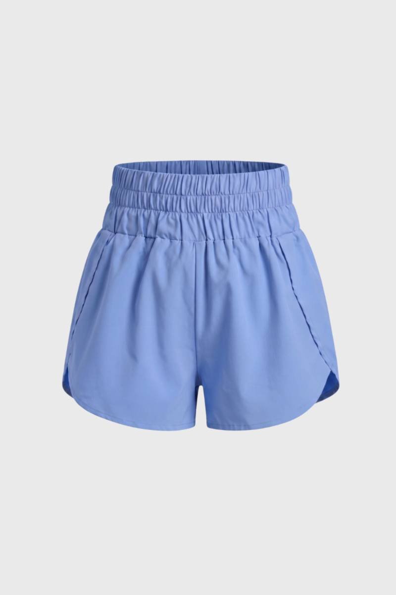 Athletic Shorts Women - High Waisted Curved Hem | Casual Sport — Light Blue