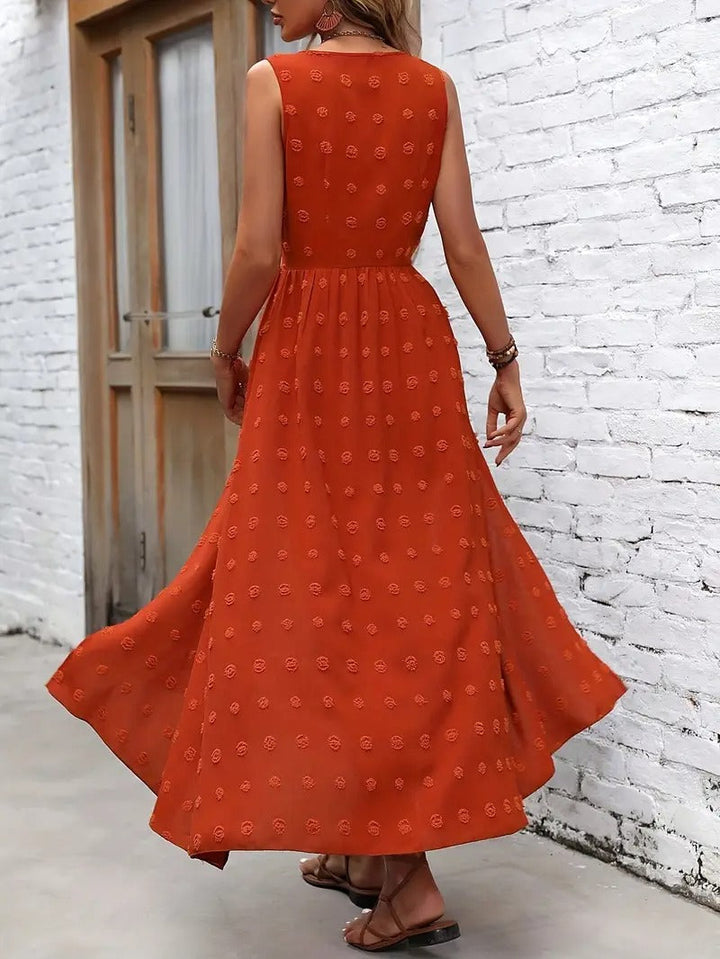 Maxi Dress Women - Sleeveless V-Neck Button Front | Summer
