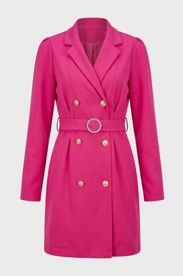 Blazer Dress Women - Double Breasted with Belt Detail | Elegant — Hot Pink