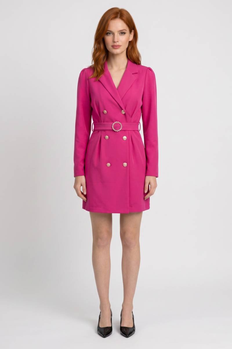 Blazer Dress Women - Double Breasted with Belt Detail | Elegant — Hot Pink
