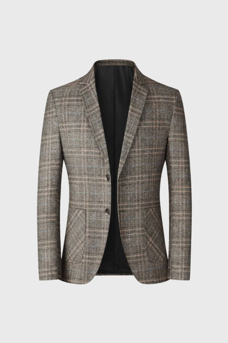 Blazer Men - Check Pattern Pocket Detail | Classic — Plaid Brown