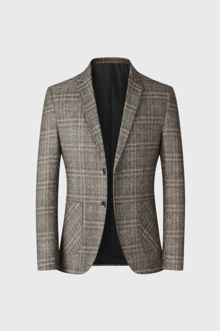 Blazer Men - Check Pattern Pocket Detail | Classic — Plaid Brown