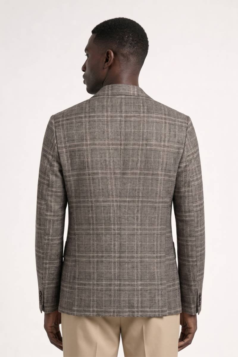 Blazer Men - Check Pattern Pocket Detail | Classic — Plaid Brown