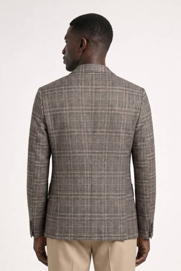 Blazer Men - Check Pattern Pocket Detail | Classic — Plaid Brown