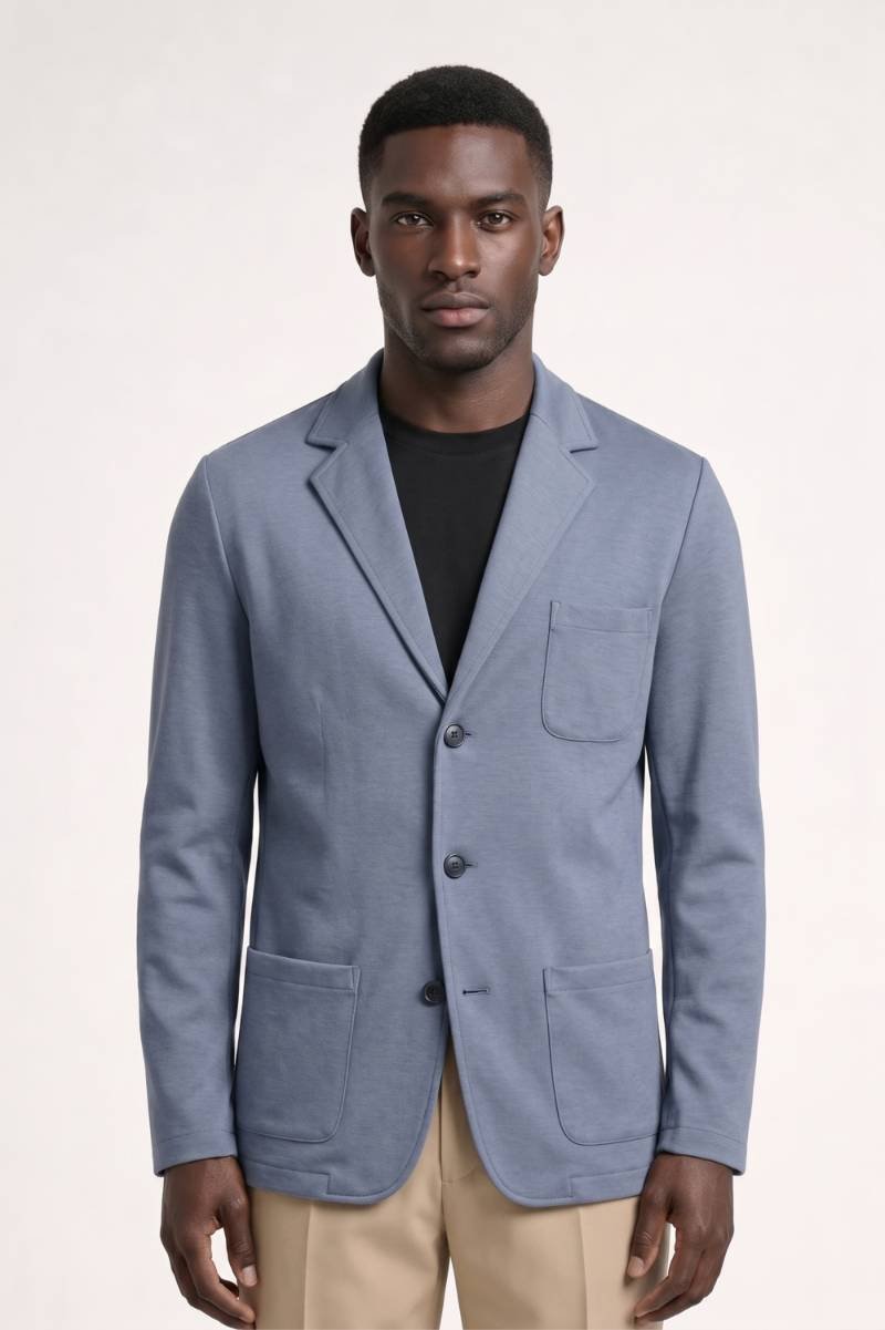 Blazer Men - Relaxed Fit Three Button with Patch Pockets | Smart — Light Blue