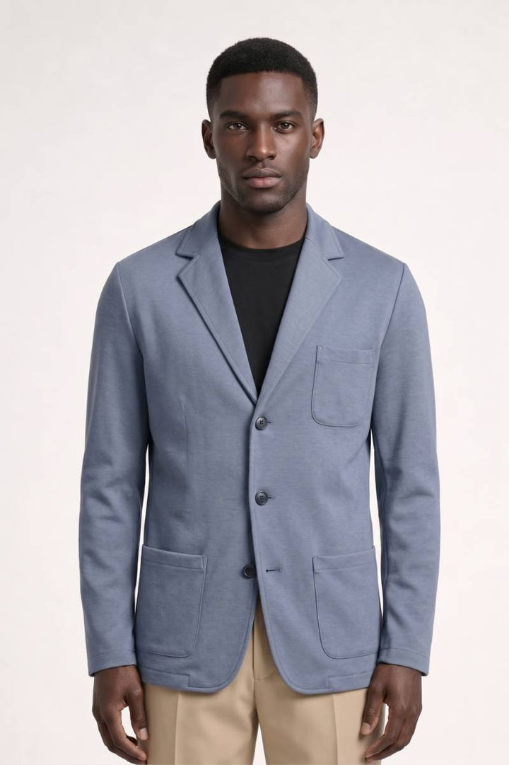 Blazer Men - Relaxed Fit Three Button with Patch Pockets | Smart — Light Blue