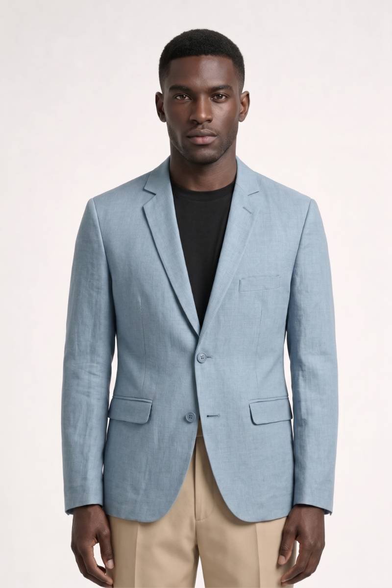 Blazer Men - Two Button Notched Lapel Structured | Tailored — Light Blue