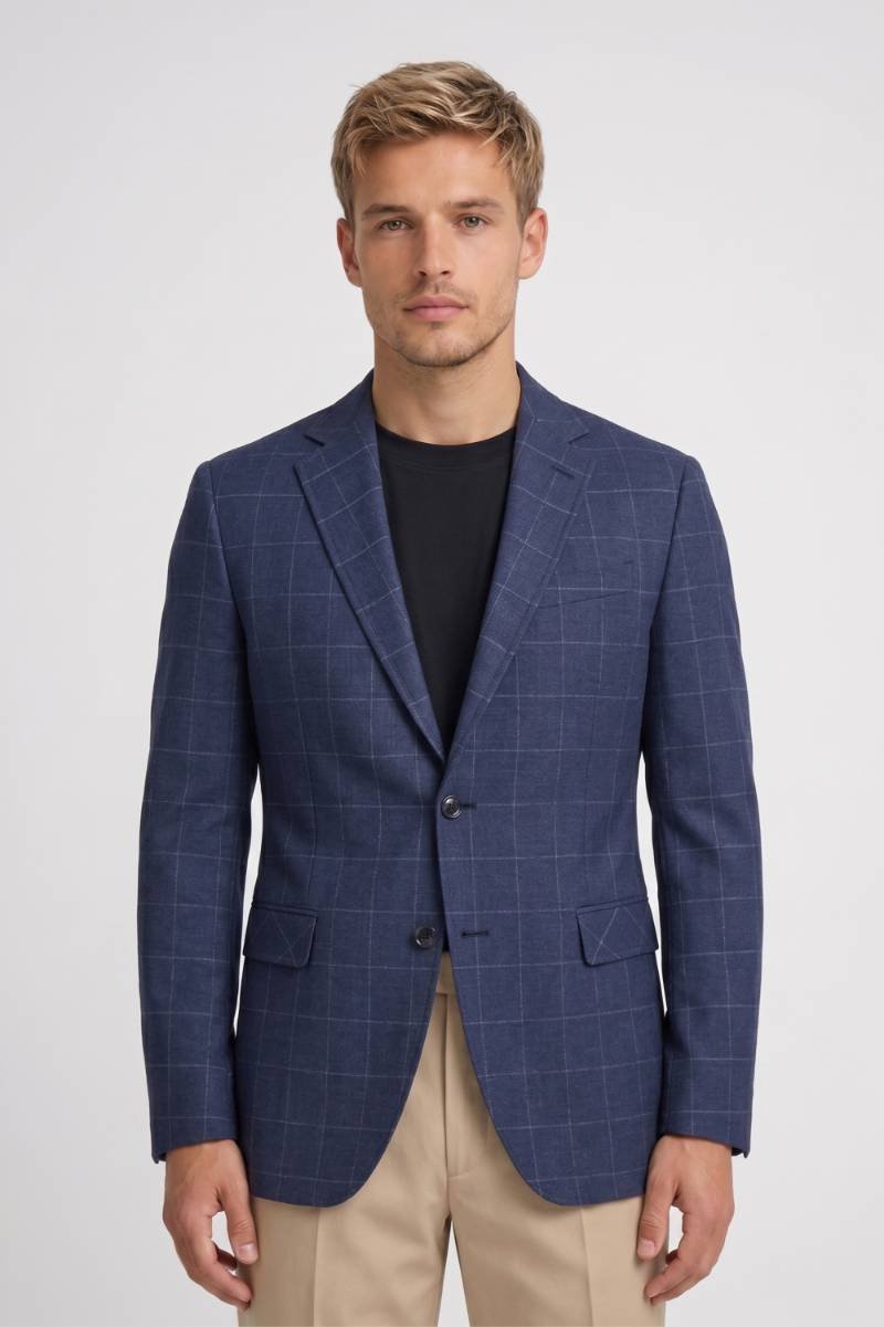 Blazer Men - Windowpane Check Two Button | Smart Formal — Navy