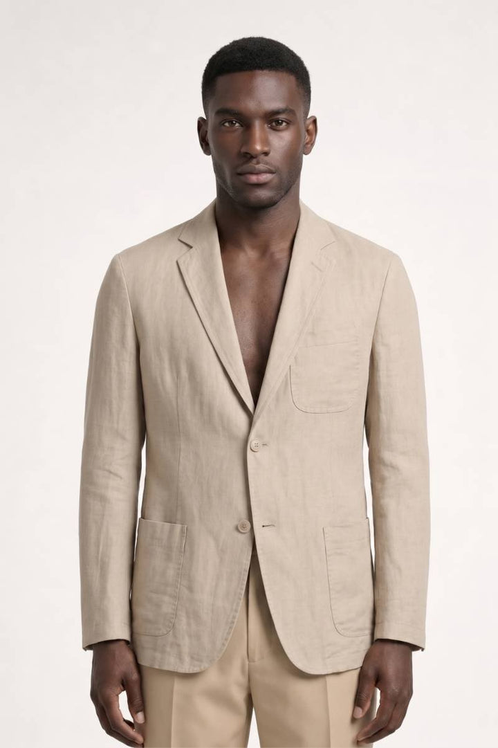 Casual Blazer Men - Relaxed Fit Two Button | Unstructured — Beige