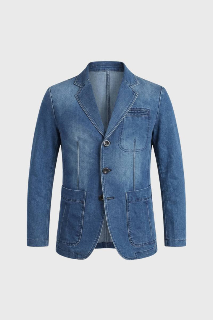 Casual Blazer Men - Unstructured Button Front | Smart Relaxed — Light Denim Blue