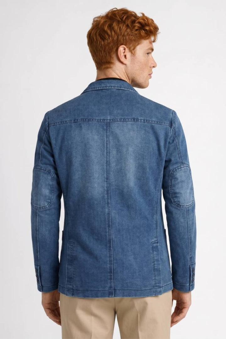 Casual Blazer Men - Unstructured Button Front | Smart Relaxed — Light Denim Blue