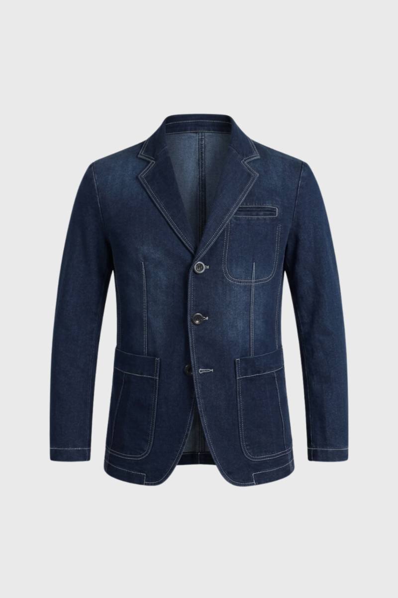 Casual Blazer Men - Unstructured Button Front | Smart Relaxed — Dark Denim Blue