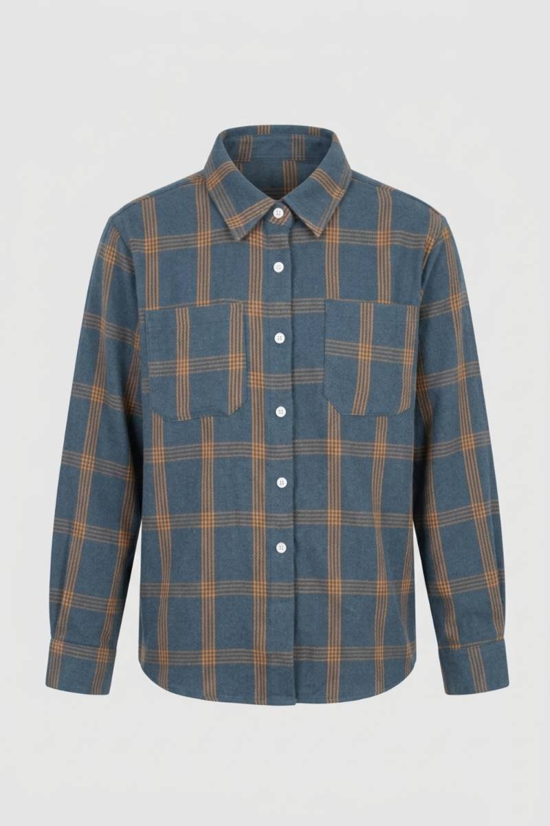 Casual Shirt Men - Plaid Check Long Sleeve Button Up | Classic — Plaid Blue