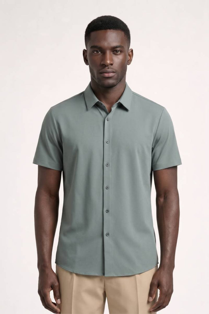 Casual Shirt Men - Short Sleeve Button Down | Classic — Sage