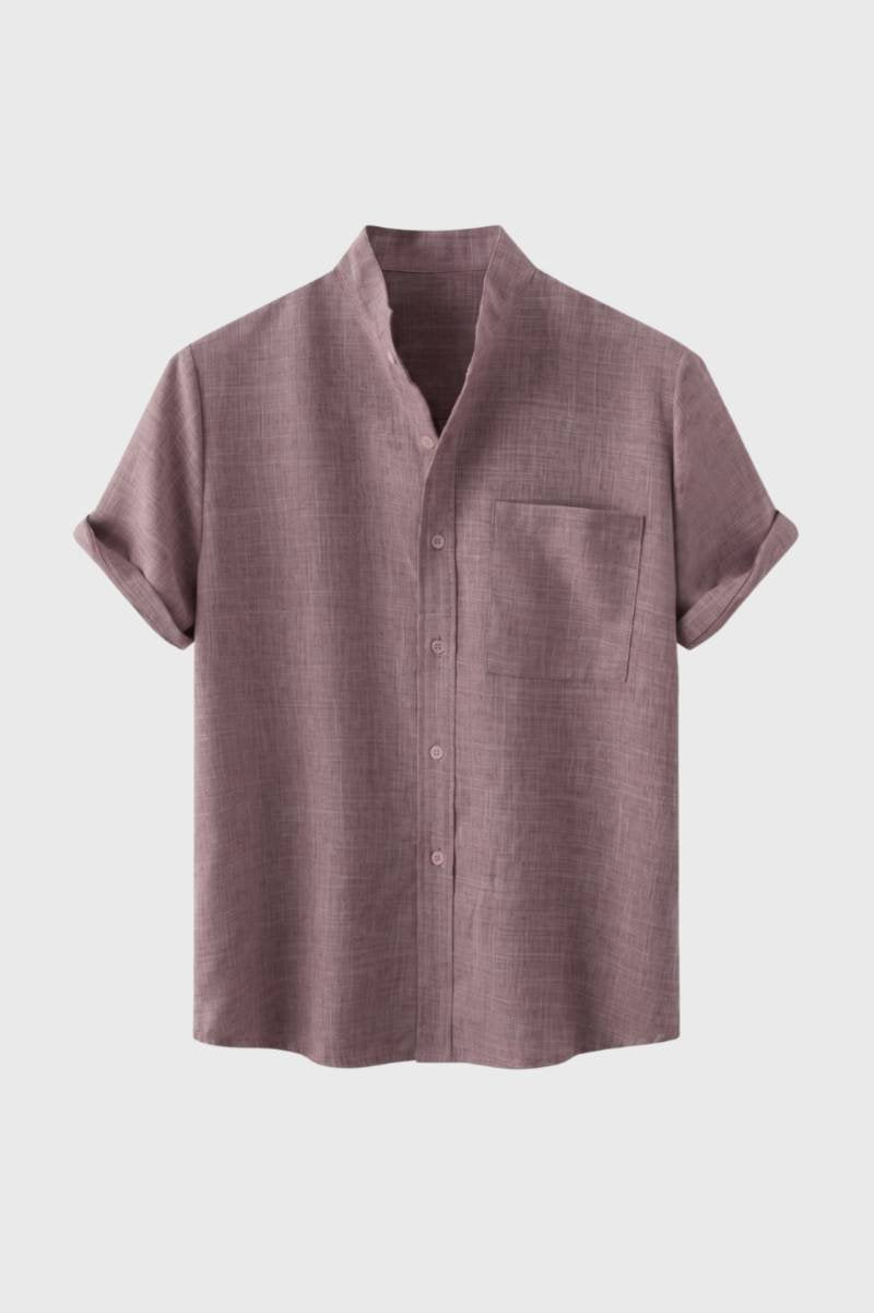 Casual Shirt Men - Short Sleeve Button Up with Chest Pocket | Relaxed — Dusty Rose