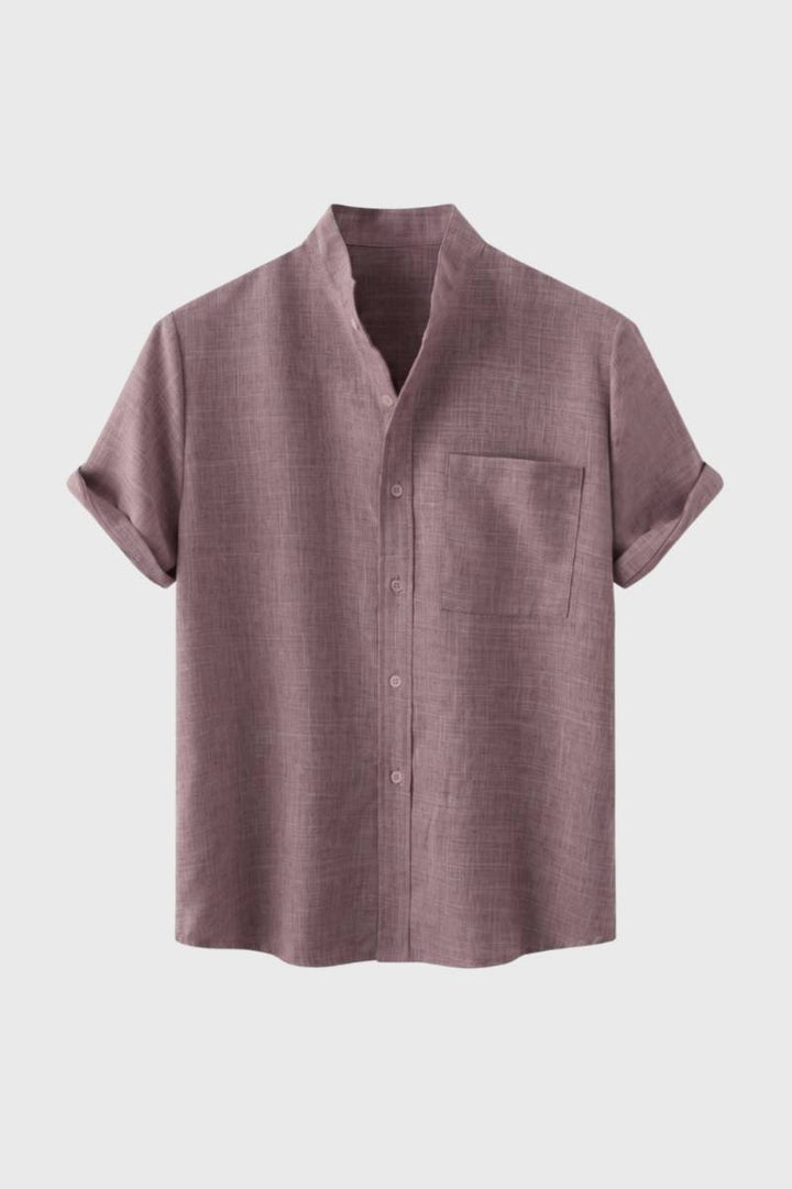 Casual Shirt Men - Short Sleeve Button Up with Chest Pocket | Relaxed — Dusty Rose