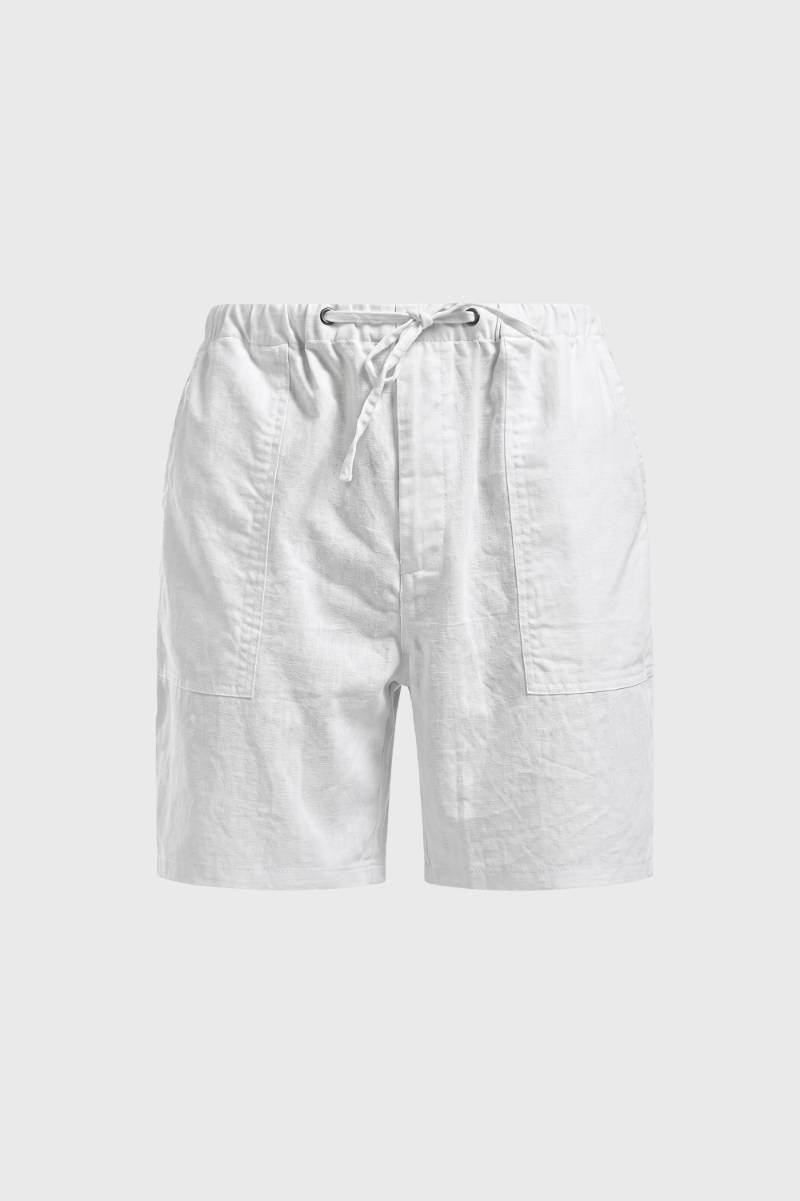 Casual Shorts Men - Drawstring Waist Front Pockets | Relaxed — White