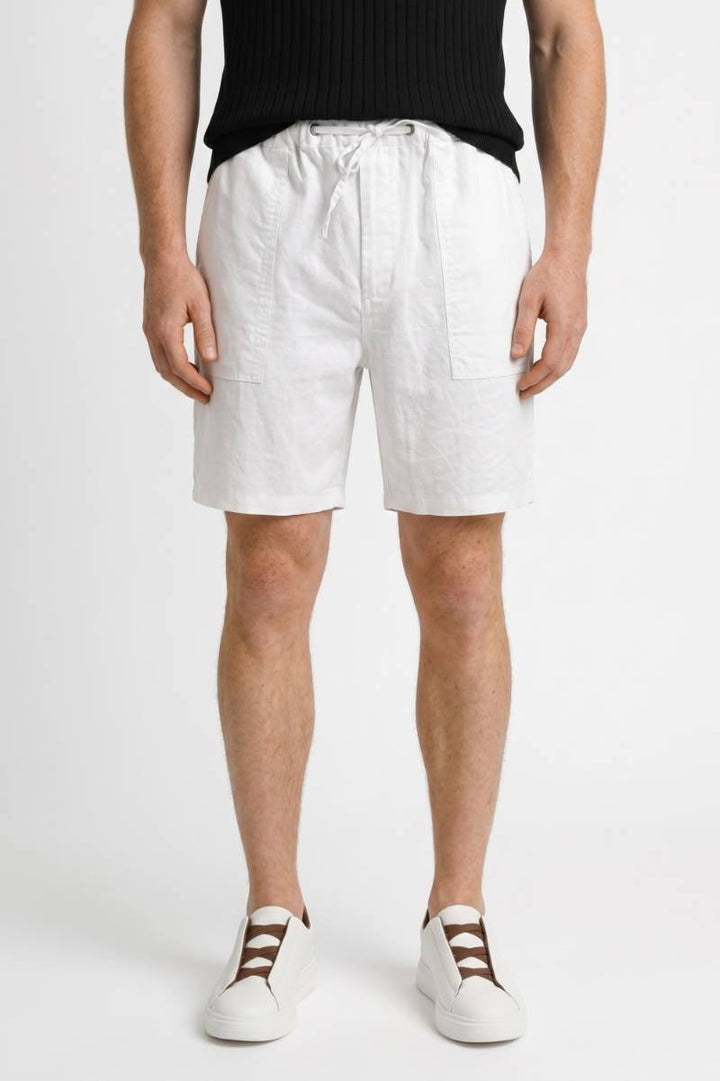 Casual Shorts Men - Drawstring Waist Front Pockets | Relaxed — White