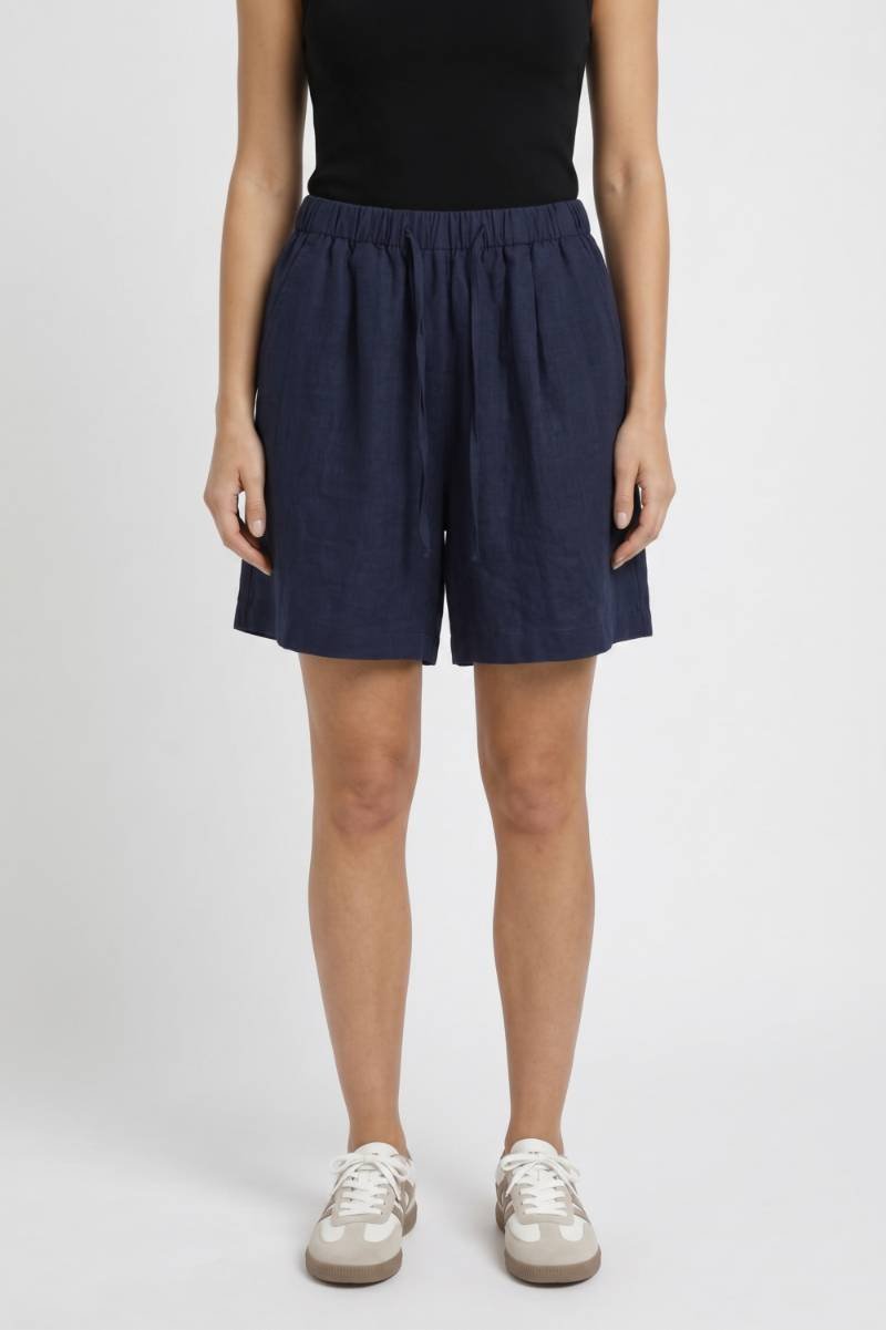 Casual Shorts Women - High Waisted Drawstring Elastic | Relaxed — Navy