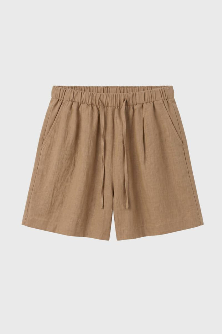 Casual Shorts Women - High Waisted Drawstring Elastic | Relaxed — Camel