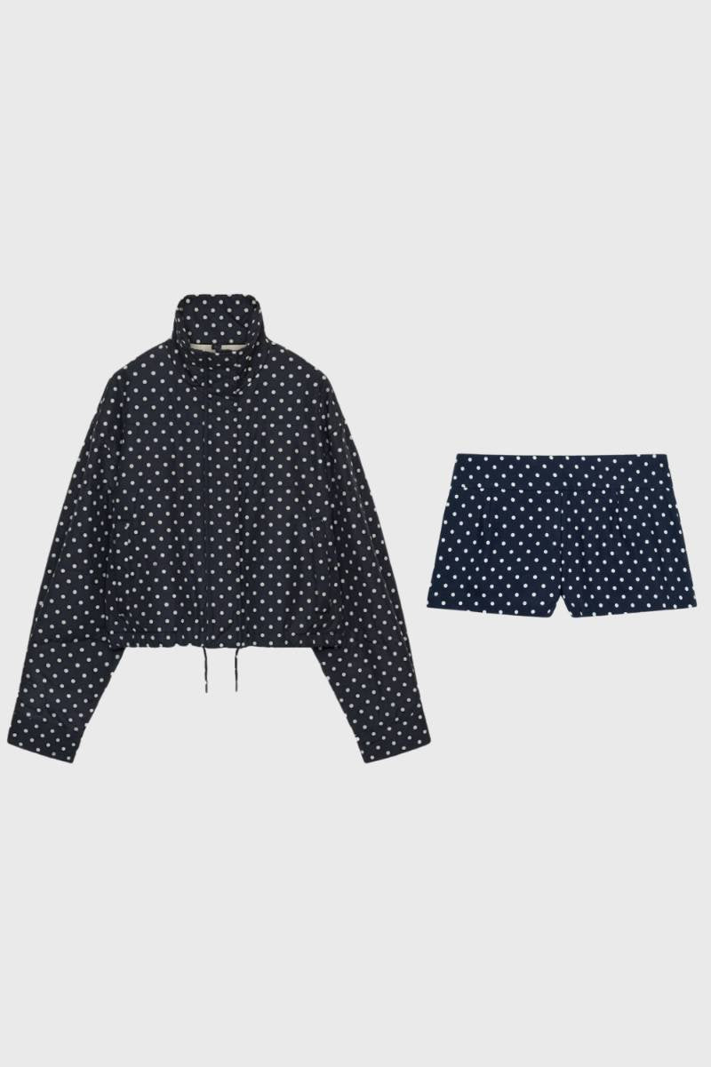 Co-ord Set Women - Polka Dot High Neck Long Sleeve | Casual — Polka dot Navy