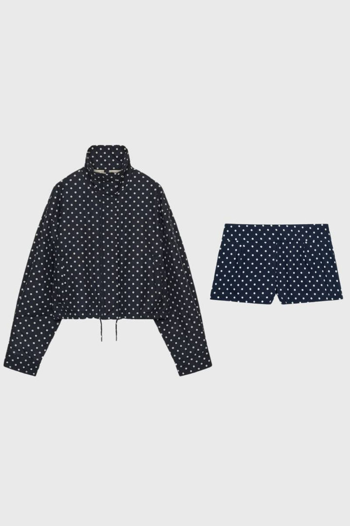 Co-ord Set Women - Polka Dot High Neck Long Sleeve | Casual — Polka dot Navy