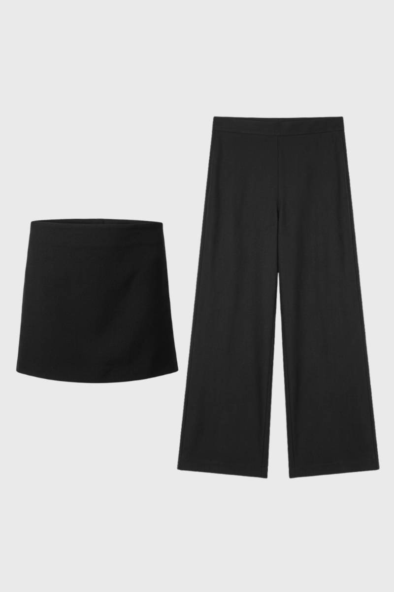 Co-ord Set Women - Strapless Top & Wide Leg Trousers | Chic — Black