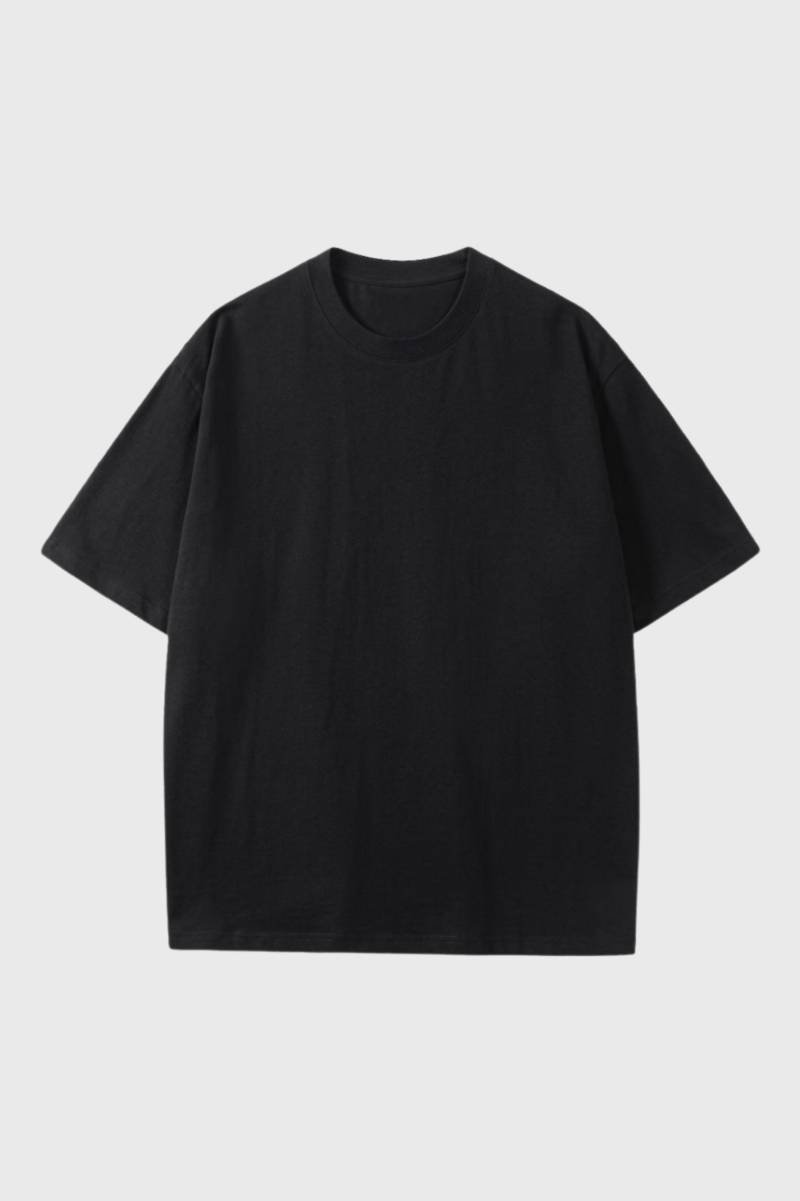 Cotton T-Shirt Unisex - Relaxed Loose Fit | Short Sleeve Basic - Black