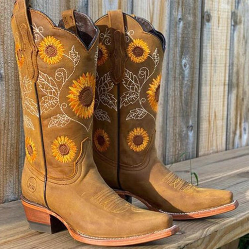 Cowboy Boots Women - Embroidered Floral Detail | Western