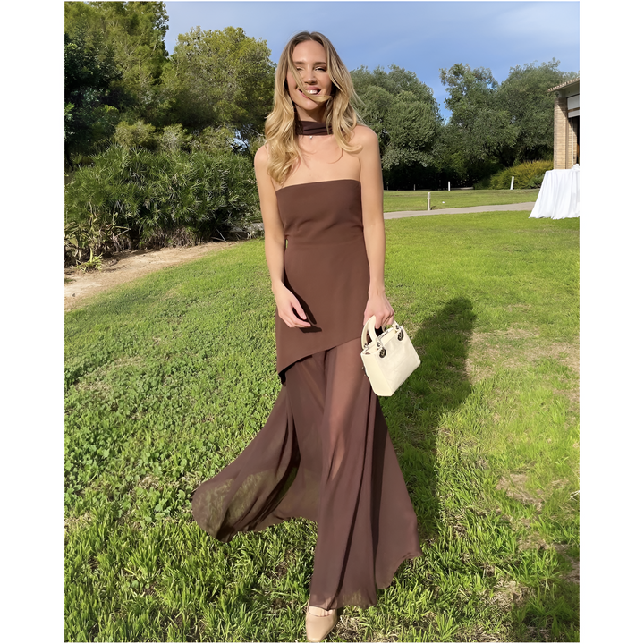 Maxi Dress Women - Strapless Asymmetric Hem Sleek Fit | Elegant
