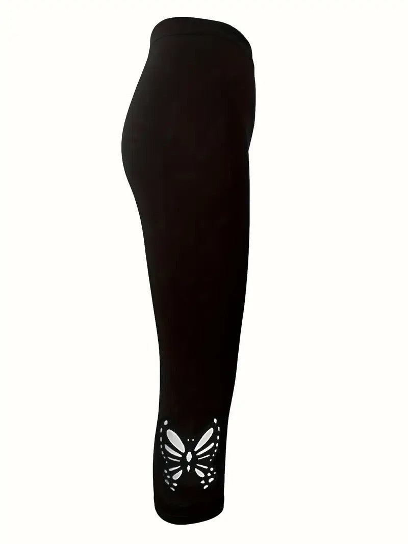 Leggings Women - Cropped High Waist with Cut-Out Hem Detail | Casual