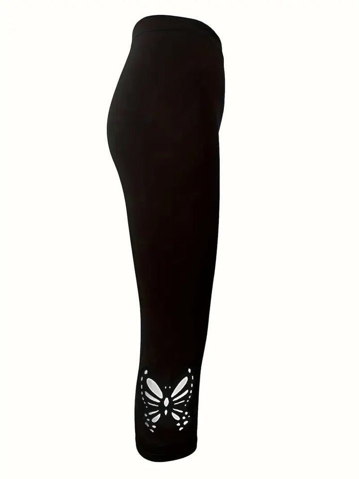 Leggings Women - Cropped High Waist with Cut-Out Hem Detail | Casual