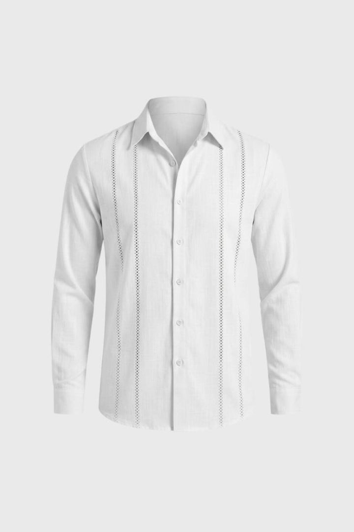 Dress Shirt Men - Embroidered Detail Button-Up | Classic — White