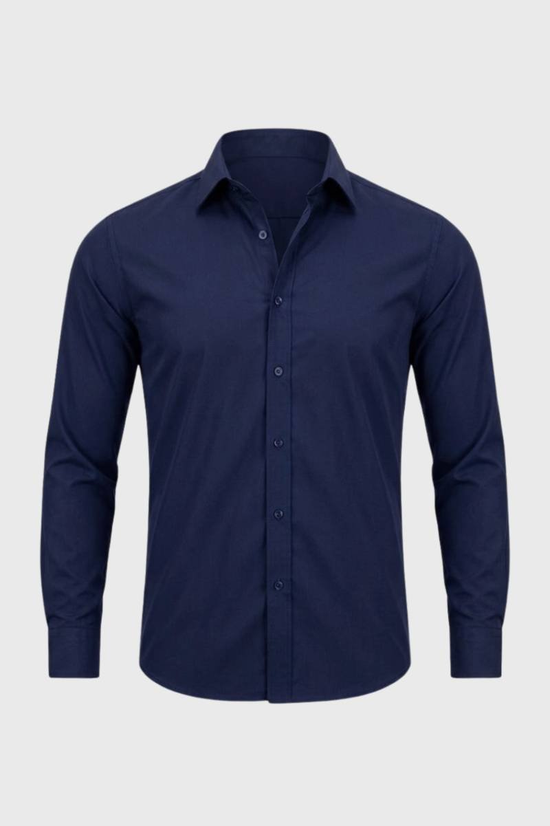 Formal Shirt Men - Business Smart Long Sleeve | Button Up Classic - Navy
