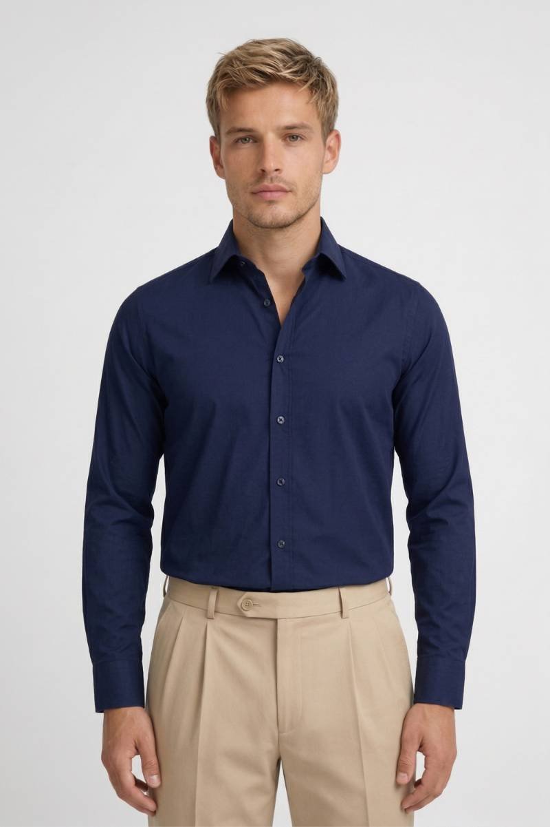 Formal Shirt Men - Business Smart Long Sleeve | Button Up Classic - Navy