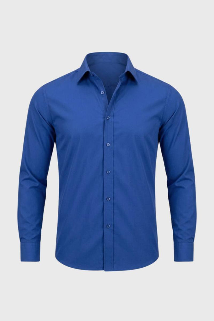 Formal Shirt Men - Business Smart Long Sleeve | Button Up Classic - Blue