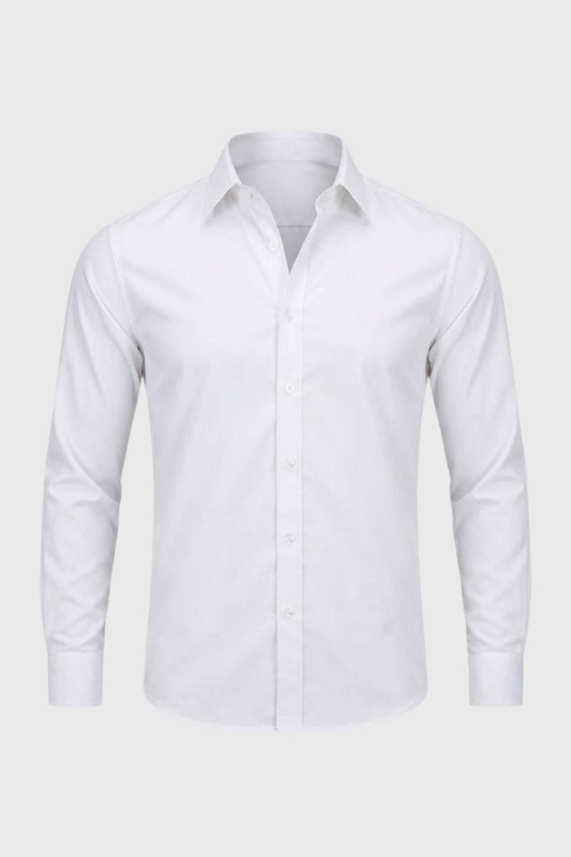 Formal Shirt Men - Business Smart Long Sleeve | Button Up Classic - White
