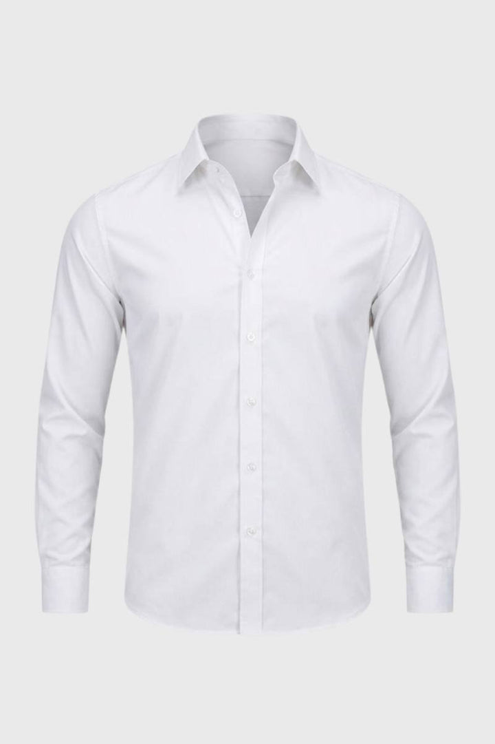 Formal Shirt Men - Business Smart Long Sleeve | Button Up Classic - White