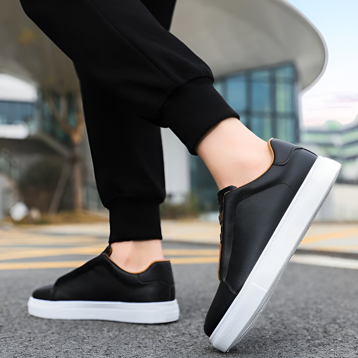 Men's Trainers - Slip-On Skate Style with Contrast Inner Trim | Casual