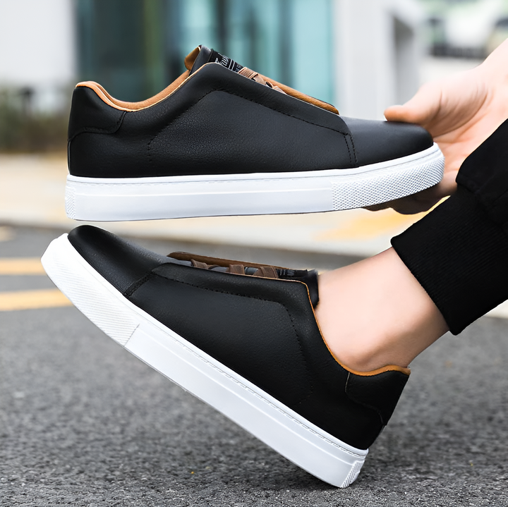 Men's Trainers - Slip-On Skate Style with Contrast Inner Trim | Casual