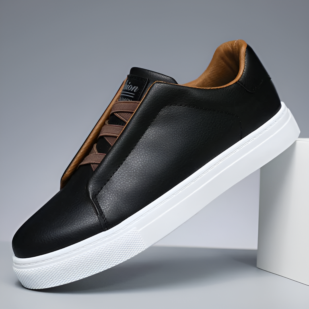 Men's Trainers - Slip-On Skate Style with Contrast Inner Trim | Casual