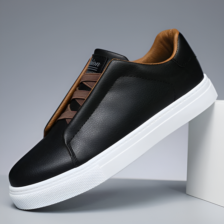 Men's Trainers - Slip-On Skate Style with Contrast Inner Trim | Casual